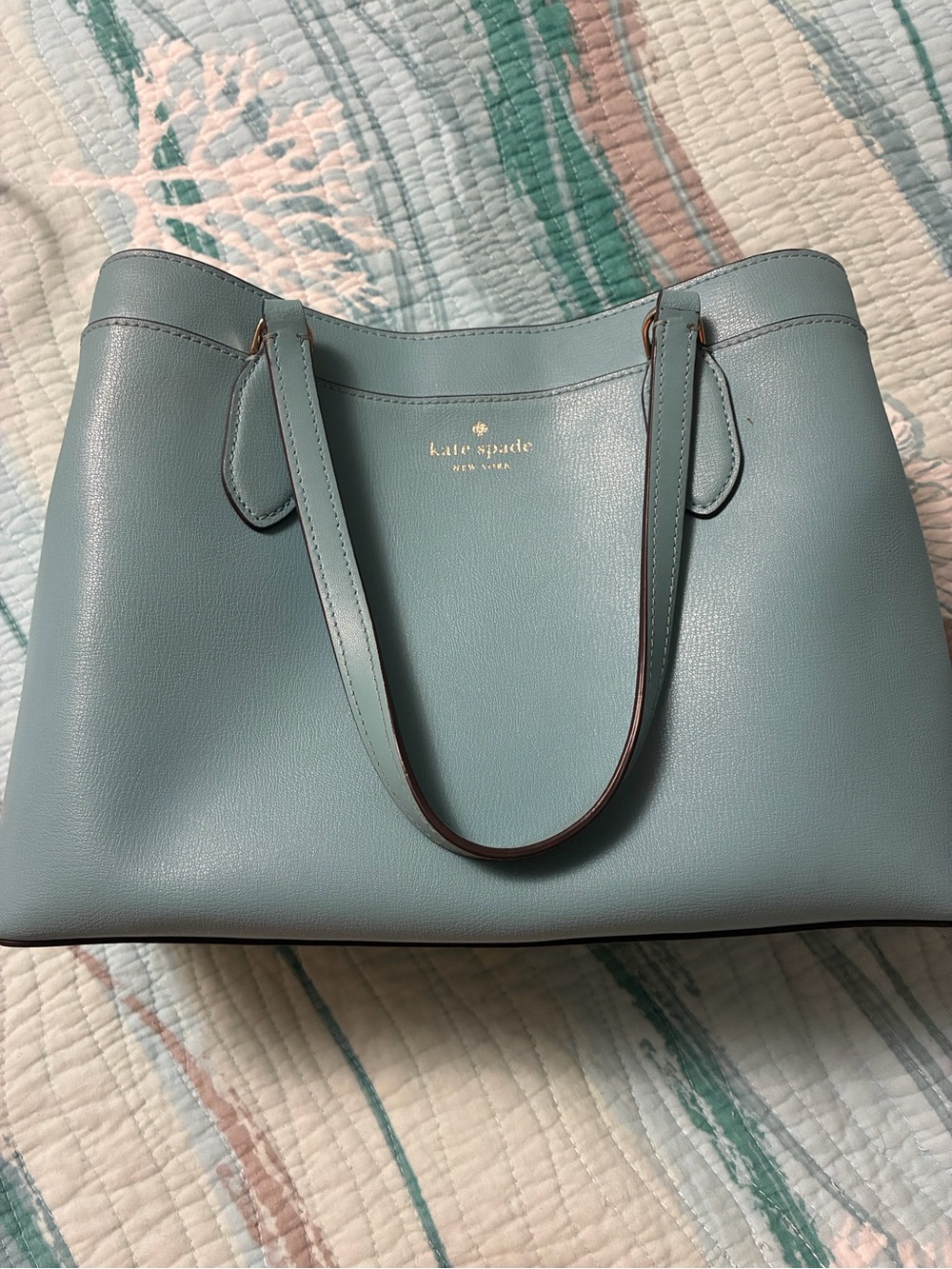 kate spade Meadow Blue Leather Shoulder Tote